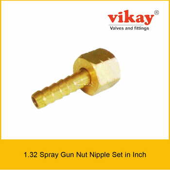 Brass Spray Gun Nut Nipple Set